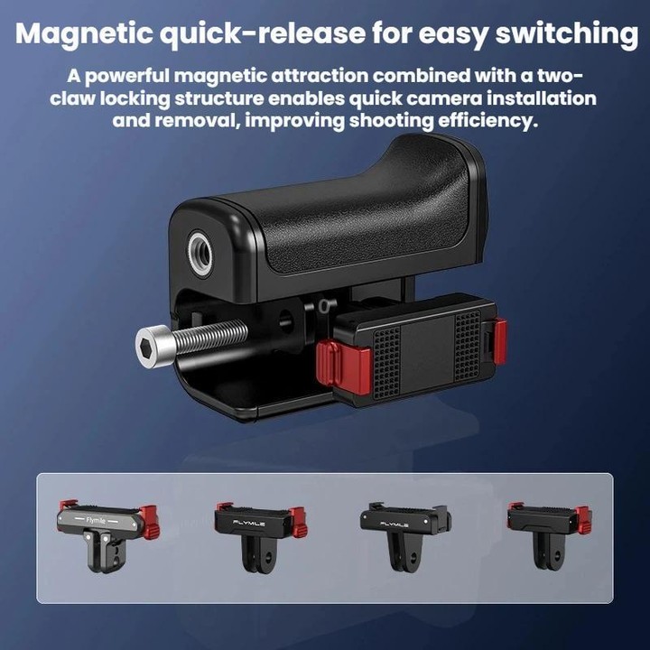 For DJI Osmo Action 6 Flymile Magnetic Quick-Release Base Handheld Shooting Sports Camera Accessory(Black)