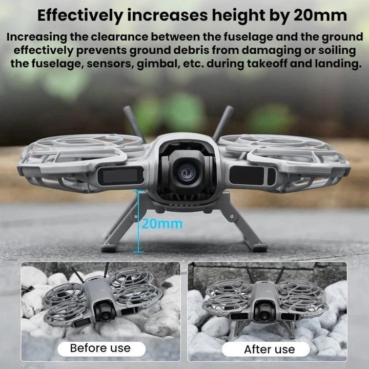 For DJI Neo 2 BRDRC Drone Foldable Height-Increasing Protective Landing Gear(Gray)