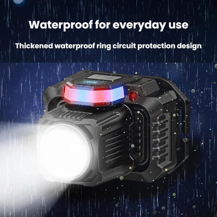 SMILING SHARK TD-0282A-5 Digital Display Zoom High Brightness Headlamp Motion Sensing Hands-Free Work Light(Black)