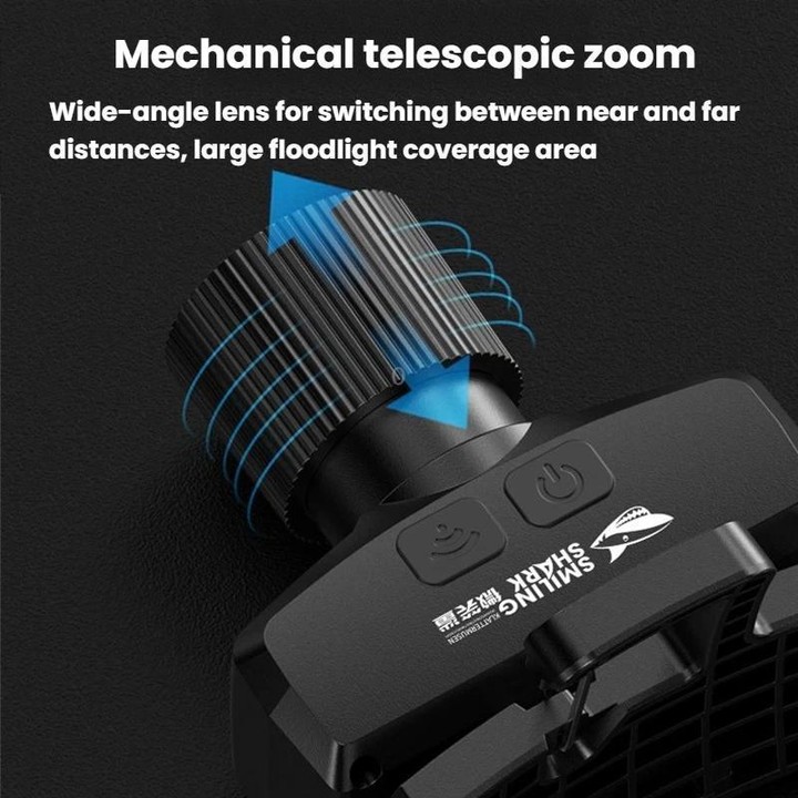 SMILING SHARK TD-0187A Outdoor Mechanical Zoom LED Headlamp Flood Light Rechargeable For Night Running Fishing