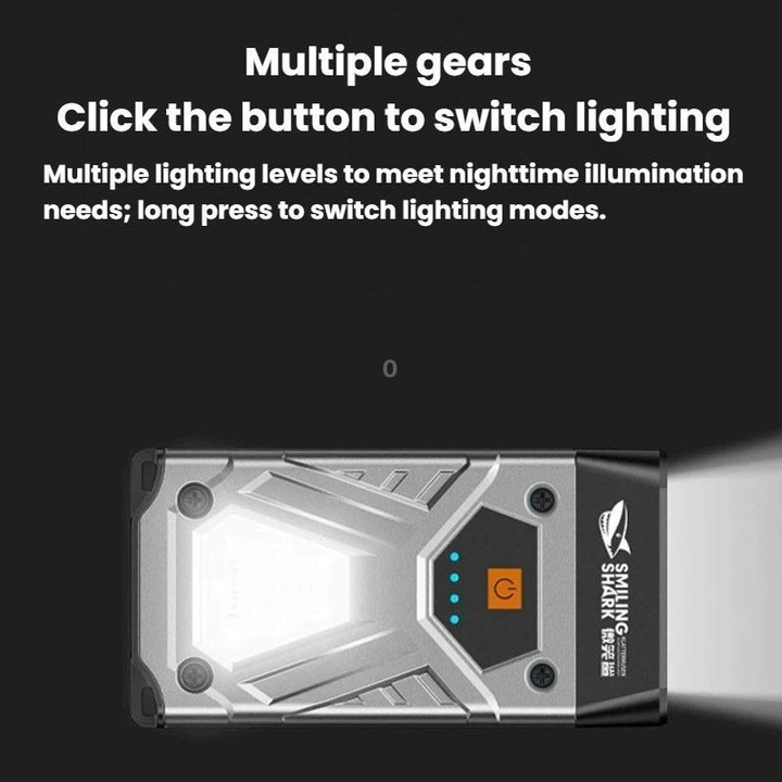SMILING SHARK SD-5369 Portable Magnetic Flashlight With Power Display Outdoor Wide Flood Light(Silver)
