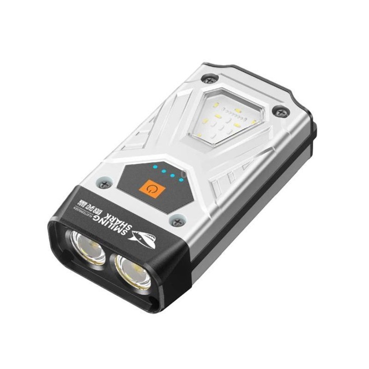 SMILING SHARK SD-5369 Portable Magnetic Flashlight With Power Display Outdoor Wide Flood Light(Silver)