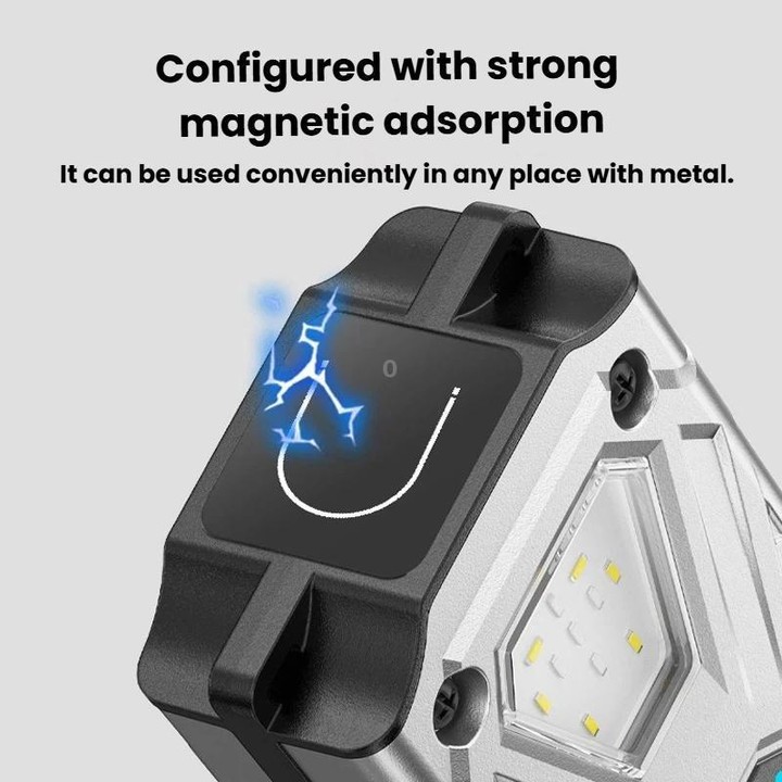 SMILING SHARK SD-5369 Portable Magnetic Flashlight With Power Display Outdoor Wide Flood Light(Silver)