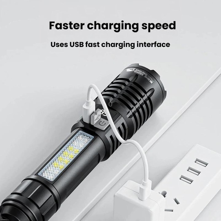 SMILING SHARK SD-5244 Zoomable Digital Display Flashlight With Side Light 4-Gear Dimmable Portable Torch, Style: Hook