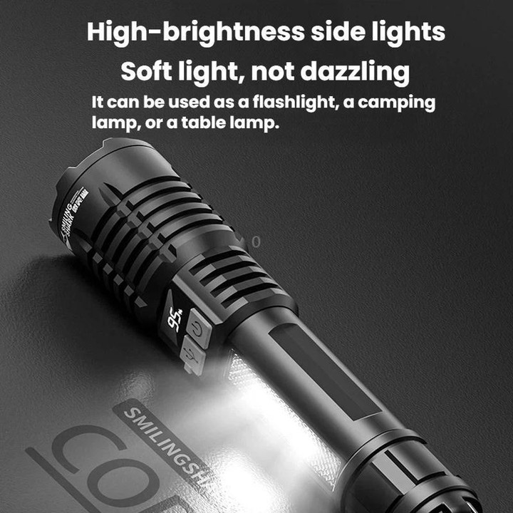 SMILING SHARK SD-5244 Zoomable Digital Display Flashlight With Side Light 4-Gear Dimmable Portable Torch, Style: Hook