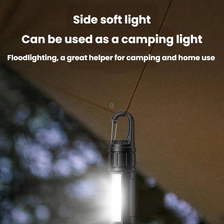 SMILING SHARK SD-5244 Zoomable Digital Display Flashlight With Side Light 4-Gear Dimmable Portable Torch, Style: Hook