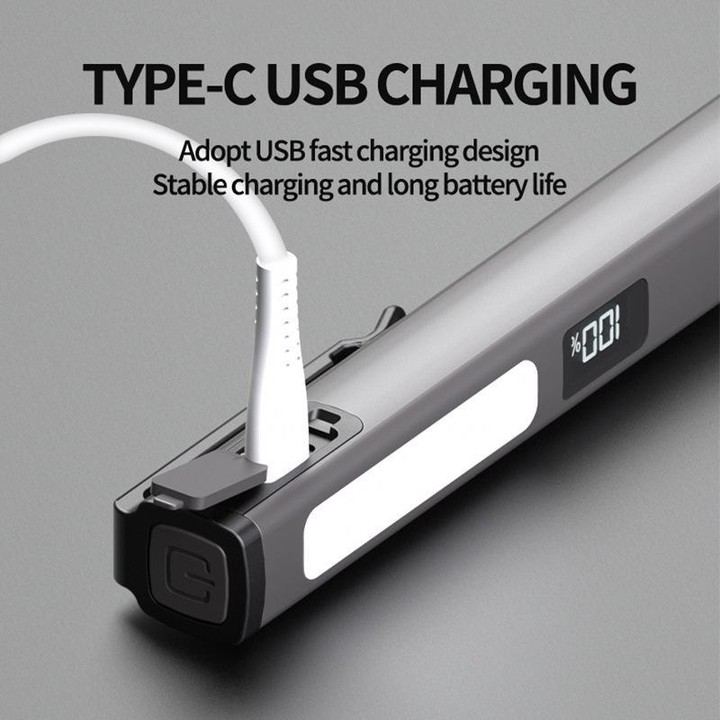 COB Pen Clip Light USB Rechargeable Auto Repair Work Light Strong Magnetic Adhesion Flashlight(Dark Green)