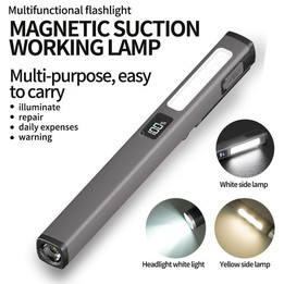 COB Pen Clip Light USB Rechargeable Auto Repair Work Light Strong Magnetic Adhesion Flashlight(Dark Green)