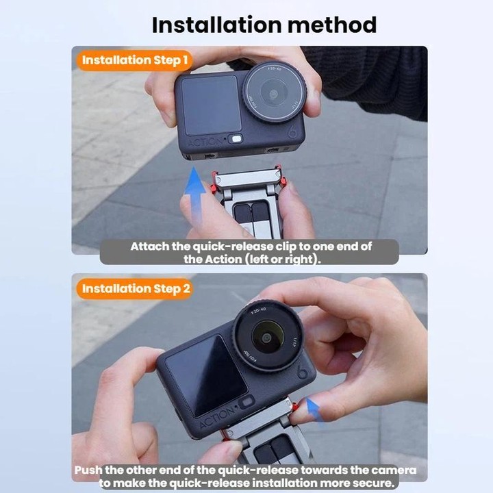 For DJI Osmo Action 6 / Nano Flymile Magnetic Quick-Release Tripod Bracket and Carabiner Clip(Gray)