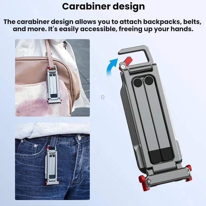 For DJI Osmo Action 6 / Nano Flymile Magnetic Quick-Release Tripod Bracket and Carabiner Clip(Gray)