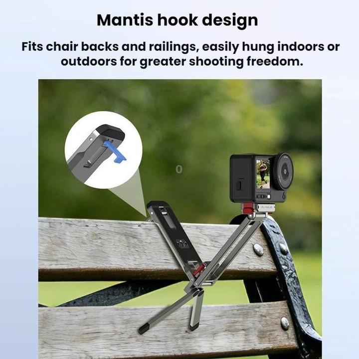 For DJI Osmo Action 6 / Nano Flymile Magnetic Quick-Release Tripod Bracket and Carabiner Clip(Gray)