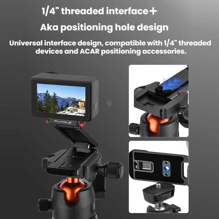 For DJI Osmo Action 3 / 4 / 5 Pro Magnetic Quick-Release Tripod Bracket with Carabiner Clip(Black)