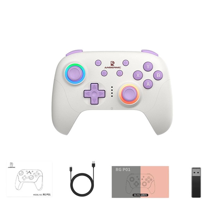 ANBERNIC RGP01 Multi-Platform Gaming Controller for PC/Switch/Steam With Hall Effect Joystick & Triggers, 3-Mode Connectivity, R