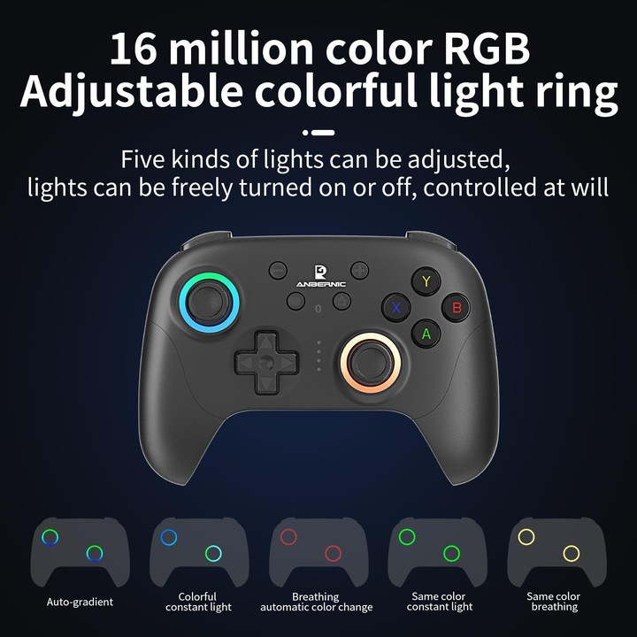 ANBERNIC RGP01 Multi-Platform Gaming Controller for PC/Switch/Steam With Hall Effect Joystick & Triggers, 3-Mode Connectivity, R