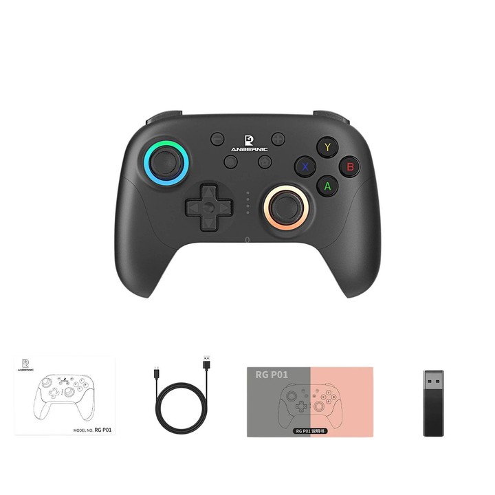 ANBERNIC RGP01 Multi-Platform Gaming Controller for PC/Switch/Steam With Hall Effect Joystick & Triggers, 3-Mode Connectivity, R