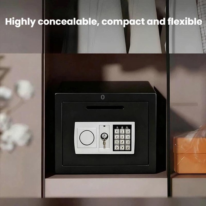 Wall-Mounted Small Steel Safe With Anti-Theft Plate Password Storage Safe, Color: Gold With Money Drop Slot