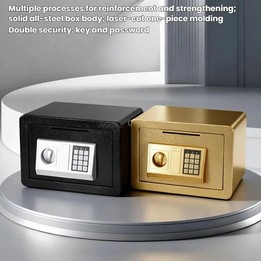 Wall-Mounted Small Steel Safe With Anti-Theft Plate Password Storage Safe, Color: Gold With Money Drop Slot