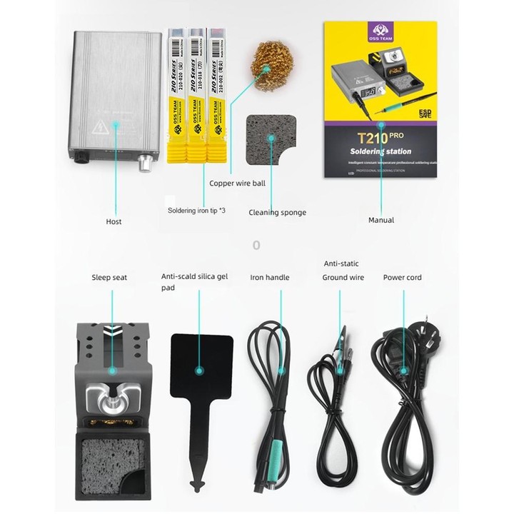 OSS TEAM T210 Pro 75W Digital Soldering Station With Smart Presets & LED Display For Phone & PCB Repair(EU Plug)