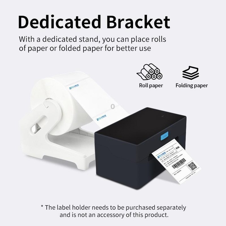 HZTZ 9220-USB 4-Inch High-Speed Thermal Label Printer with Dedicated Paper Stand, US Plug Black