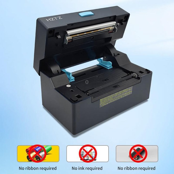 HZTZ 9220-USB+WiFi 4-Inch High-Speed Thermal Label Printer with Dedicated Paper Stand, US Plug Black