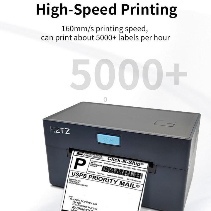 HZTZ 9220-USB+Bluetooth 4-Inch High-Speed Thermal Label Printer with Dedicated Paper Stand, US Plug White