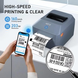 HZTZ T40 USB 4-Inch Thermal Label Printer for Shipping, Barcode & Packaging Labels 25-100mm Print Width, EU Plug
