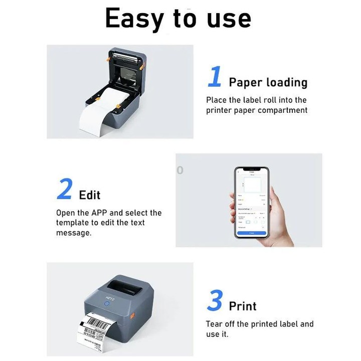 HZTZ T40 USB+Bluetooth+Wi-Fi 4-Inch Thermal Label Printer for Shipping, Barcode & Packaging Labels 25-100mm Print Width, EU Plug