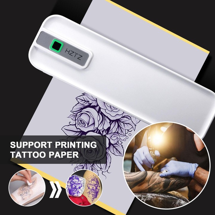 HZTZ A4RJ 200dpi Wireless Rechargeable Thermal Printer Supports 2-inch to 8.5-inch Paper for PDF, Files, Images, and Tattoo Pape