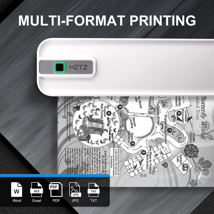 HZTZ A4RJ PRO 300dpi Wireless Rechargeable Thermal Printer Supports 2-inch to 8.5-inch Paper for PDF, Files, Images, and Tattoo