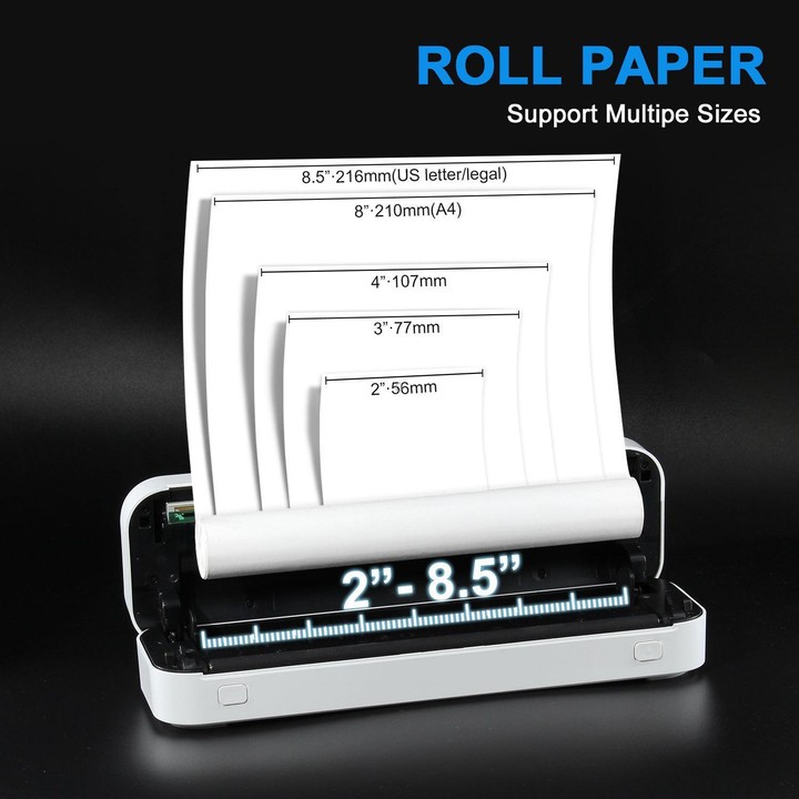 HZTZ A4RJ PRO 300dpi Wireless Rechargeable Thermal Printer Supports 2-inch to 8.5-inch Paper for PDF, Files, Images, and Tattoo