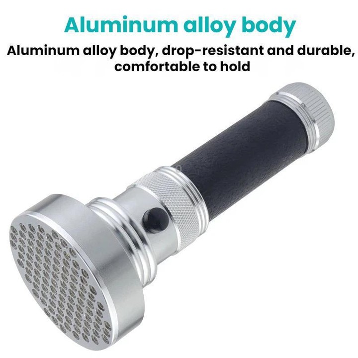 100 LED Aluminum Alloy Banknote Detector UV Flashlight(Silver)