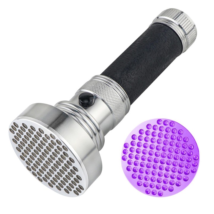 100 LED Aluminum Alloy Banknote Detector UV Flashlight(Silver)