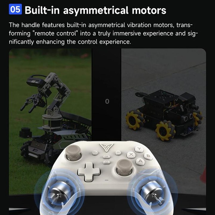YAHBOOM Tri-Mode ROS Robot Controller Wireless Gamepad for Jetson, Raspberry Pi, Switch, PC(White)