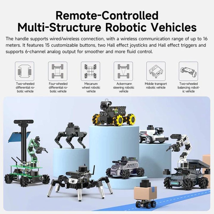YAHBOOM Tri-Mode ROS Robot Controller Wireless Gamepad for Jetson, Raspberry Pi, Switch, PC(White)