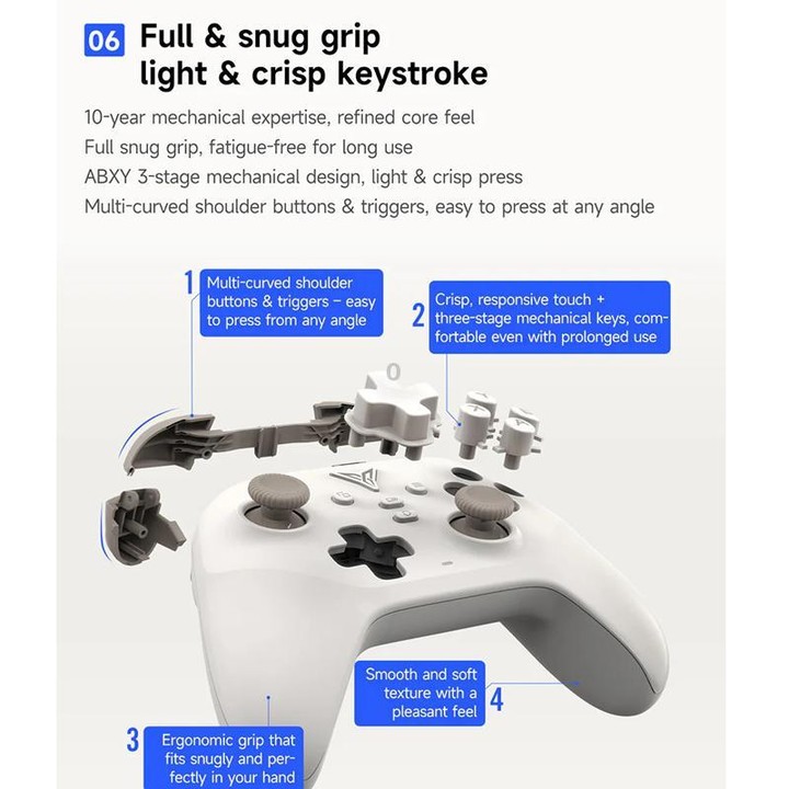 YAHBOOM Tri-Mode ROS Robot Controller Wireless Gamepad for Jetson, Raspberry Pi, Switch, PC(White)