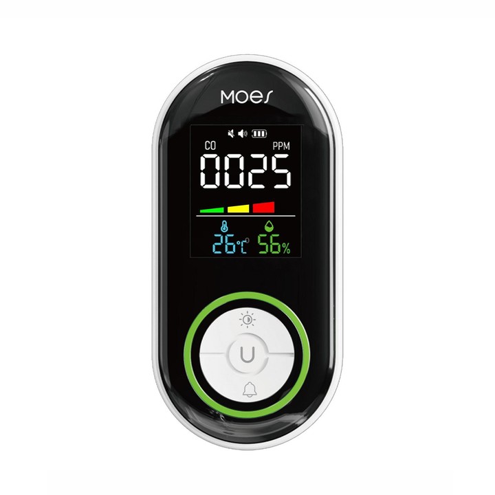 MOES Carbon Monoxide Temperature & Humidity Detector Monitoring Alarm Sensor, Spec: 3 In 1 US Plug