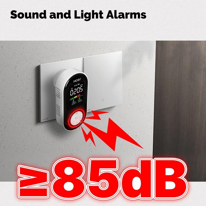 MOES Carbon Monoxide Temperature & Humidity Detector Monitoring Alarm Sensor, Spec: 3 In 1 EU Plug