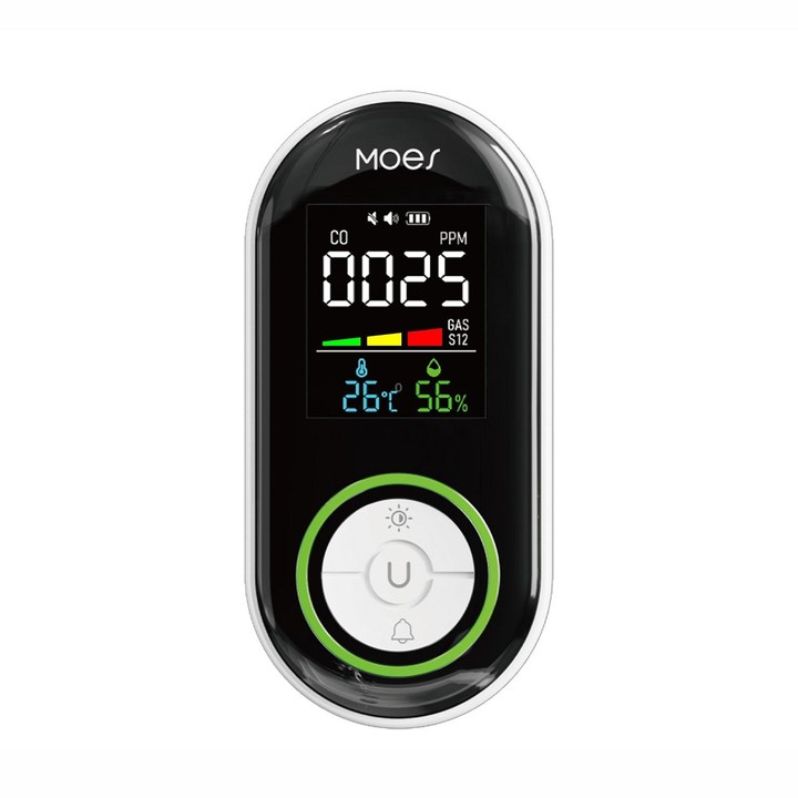 MOES Carbon Monoxide Temperature & Humidity Detector Monitoring Alarm Sensor, Spec: 4 In 1 Gas US Plug