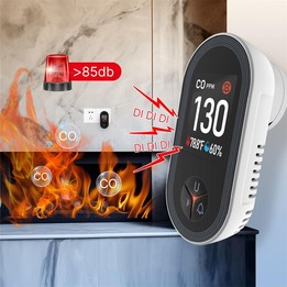 MOES Carbon Monoxide Temperature & Humidity Detector Monitoring Alarm Sensor, Spec: 4 In 1 Smoke US Plug