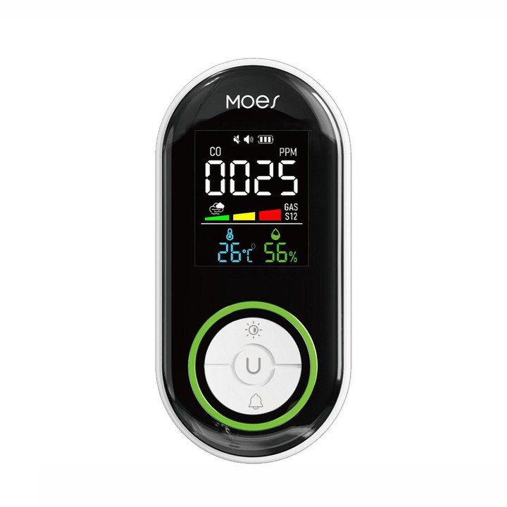 MOES Carbon Monoxide Temperature & Humidity Detector Monitoring Alarm Sensor, Spec: 5 In 1 Gas+Smoke US Plug