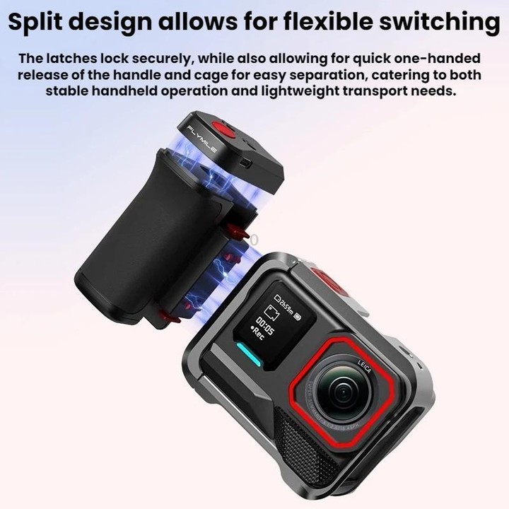 For DJI Osmo Action 5 Pro / 6 Flymile Bluetooth Street Photography Handle Magnetic Quick-Release Base(Black)