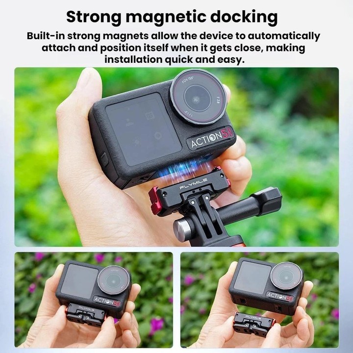 For DJI Osmo 360 / Action 3 / 4 / 5 Pro Flymile Magnetic Quick-Release Adapter Base(Aluminum Alloy)