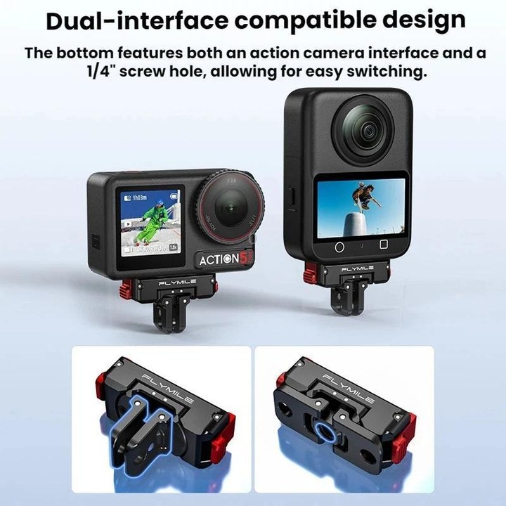 For DJI Osmo 360 / Action 3 / 4 / 5 Pro Flymile Magnetic Quick-Release Adapter Base(Aluminum Alloy)