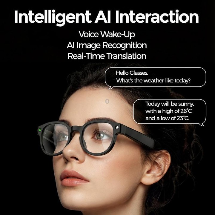 AIMB-S1 Smart Glasses Support 2MP Camera, 1080P Video Recording, Audio Recording & AI Translation(White)