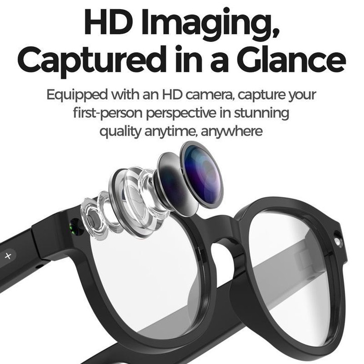 AIMB-S1 Smart Glasses Support 2MP Camera, 1080P Video Recording, Audio Recording & AI Translation(White)