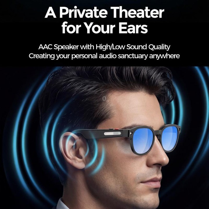 AIMB-S1 Smart Glasses Support 2MP Camera, 1080P Video Recording, Audio Recording & AI Translation(White)