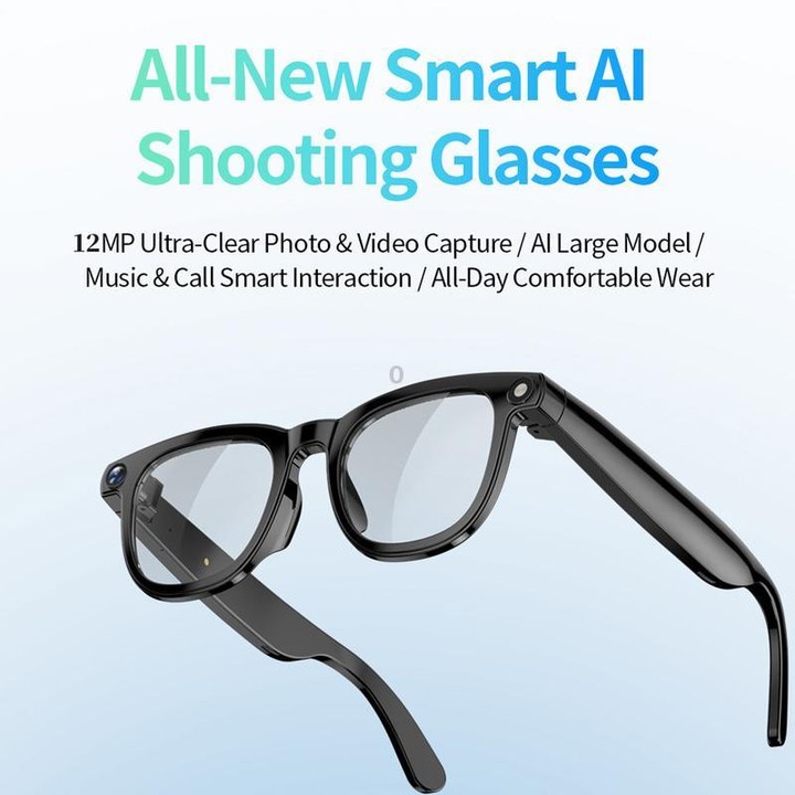 JS01 Pro Smart Glasses Support 12MP Camera, AI Translation, Human Detection, Video & Audio Recording(Transparent Anti-Blue Light