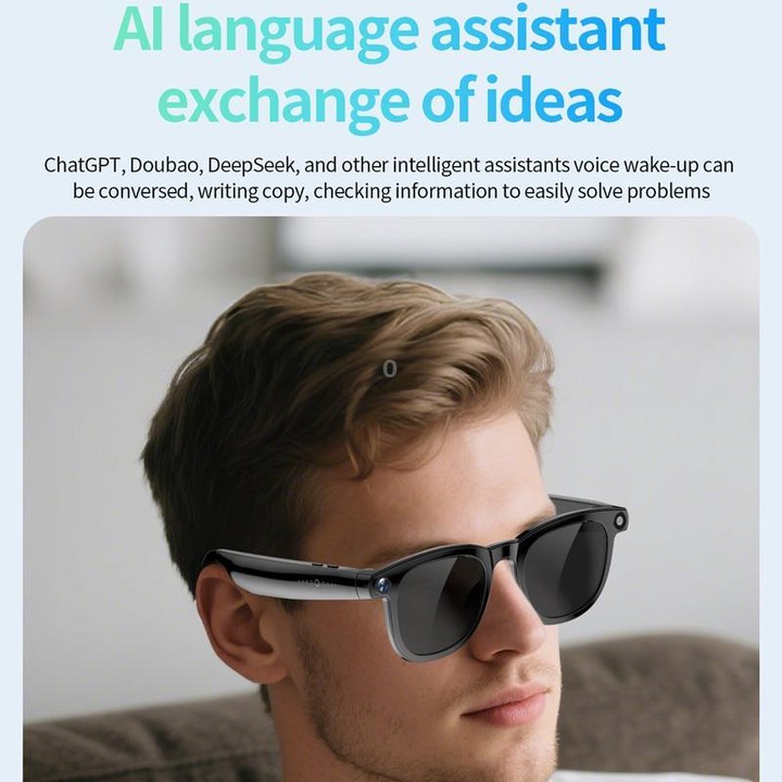 JS01 Pro Smart Glasses Support 12MP Camera, AI Translation, Human Detection, Video & Audio Recording(Transparent Anti-Blue Light