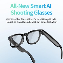 JS01 Pro Smart Glasses Support 12MP Camera, AI Translation, Human Detection, Video & Audio Recording(Graduated Blue Lenses)