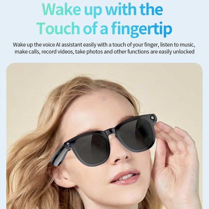 JS01 Pro Smart Glasses Support 12MP Camera, AI Translation, Human Detection, Video & Audio Recording(Graduated Blue Lenses)